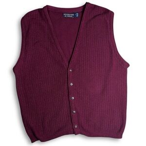 Vintage Roundtree & Yorke 100% Cotton Button Down V Neck Sweater Vest Large